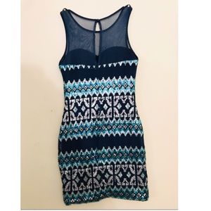 As U Wish Sequined blue and silver Medium dress.